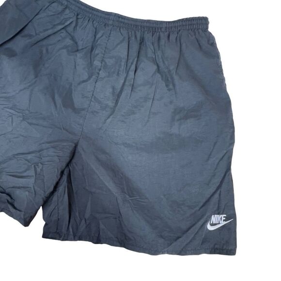 Vintage 90s Nike black large Swoosh Lined Swim Trunks Mens spell out - Picture 3 of 11